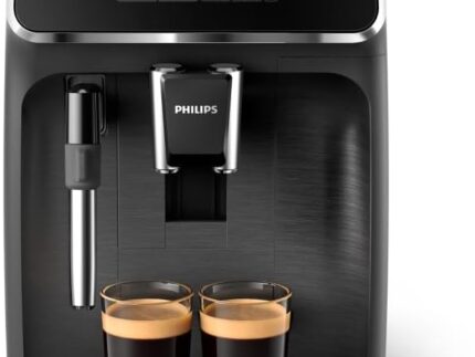 Philips 2200 Series Kaffeevollautomat - 2 Kaffeespezialitäten, Touch-Display, klassischer Milchaufschäumer, Keramikmahlwerk, Mattschwarz (EP2220/10)