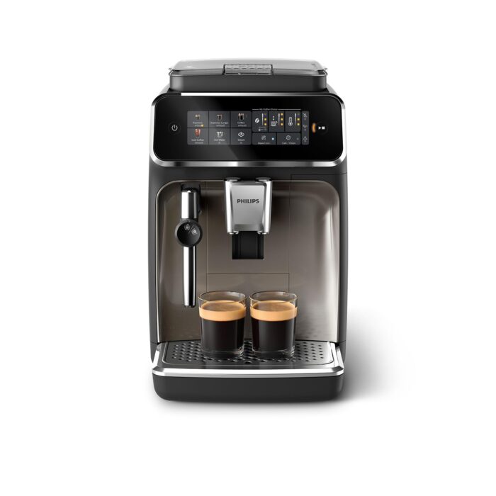 Philips 2200 Series Kaffeevollautomat - 2 Kaffeespezialitäten, Touch-Display, klassischer Milchaufschäumer, Keramikmahlwerk, Mattschwarz (EP2220/10)