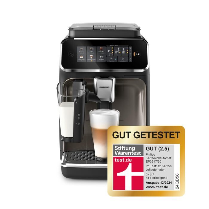 Philips Kaffeevollautomat der Serie 5400 – Espressomaschine für 12 Getränke, schnell reinigendes LatteGo System, intuitives TFT-Display, anpassbare Kaffeeeinstellungen (EP5441/50)