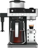 Ninja Prestige 2-in-1 Filterkaffee- und Kapselmaschine mit integriertem Milchaufschäumer, für Latte, Eiskaffee und Flat White, Schwarz CFN802EU