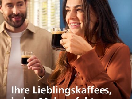 Philips 2200 Series Kaffeevollautomat - 2 Kaffeespezialitäten, Touch-Display, klassischer Milchaufschäumer, Keramikmahlwerk, Mattschwarz (EP2220/10)