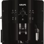 KRUPS Arabica Picto Kaffeevollautomat, kompaktes Design, einfache Bedienung, intuitiv einstellbarer Drehregler, Milchschaumdüse, 2-Tassen-Funktion, Kaffeemaschine, Schwarz, EA810870
