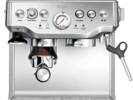 Sage - The Barista Express - Kaffeemaschine mit manuellem Milchaufschäumer & Mahlwerk - Automatisches Mahlen, individueller Milchschaum - Gebürsteter Edelstahl, Milchkännchen mit Temperaturregelung