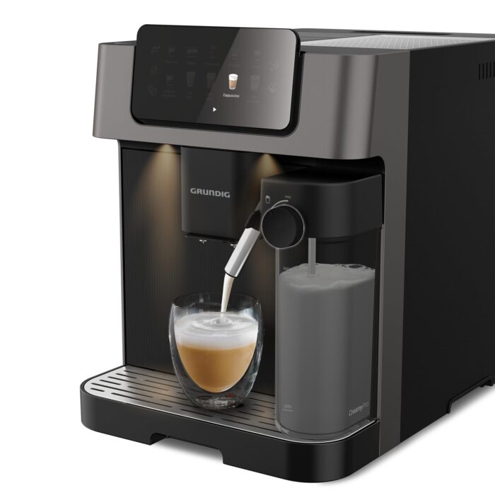 Grundig KVA 8230 Kaffeevollautomat, Kaffeemaschine, Stiftung Warentest GUT (2,5)*, 18 Kaffeespezialitäten, 13 Mahlgrade, Milchbehälter, 1350 W, 19 Bar, Zweifachdüse, Schwarz/Dunkelsilber