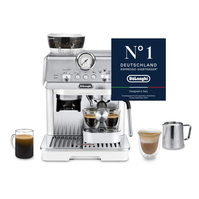 De'Longhi Siebträgermaschine La Specialista Arte EC9155.MB, Espressomaschine mit Mahlwerk, 8 Mahlgrade, 15 Bar, 3 Temperaturen, Milchschaumdüse, 1550W, 1,7L Tank, Edelstahl/Schwarz inkl. Barista-Kit