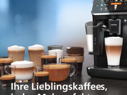 Philips Kaffeevollautomat der Serie 5400 – Espressomaschine für 12 Getränke, schnell reinigendes LatteGo System, intuitives TFT-Display, anpassbare Kaffeeeinstellungen (EP5441/50)