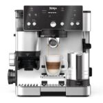 Ninja Luxe Pro 3-in-1-Kaffeemaschine mit Mahlwerk und Aufschäumer für Latte, Cappuccino, Cold Brew & Espresso, einfache Handhabung, 5 Voreinstellungen zum Aufschäumen, Silber, ES701EU