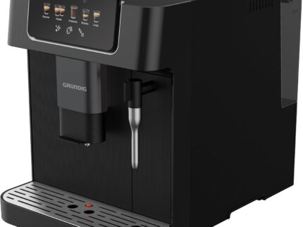 GRUNDIG KVA 6230 Kaffeevollautomat mit Milchaufschäumdüse, Edelstahlmahlwerk mit 13 Mahlgraden, 250 g Bohnenbehälter, 2 Liter abnehmbarer Wassertank, 19 Bar Pumpendruck, Touch-Display, Schwarz