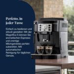 De’Longhi Magnifica S - Perfetto Kaffeevollautomat mit klassischem Milchaufschäumer, Espresso- und Cappuccino Kaffeemaschine, Bedienfeld mit Tasten, Schwarz (ECAM22.110.B)