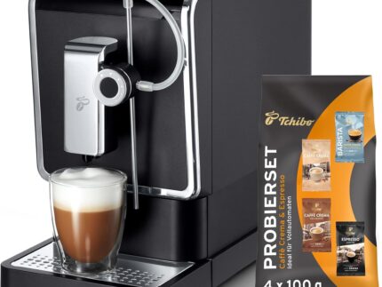 Tchibo Kaffeevollautomat Esperto Pro mit One Touch Funktion für Caffè Crema, Espresso und Milchspezialitäten, Anthrazit - INKLUSIVE Kaffeeprobierset GRATIS