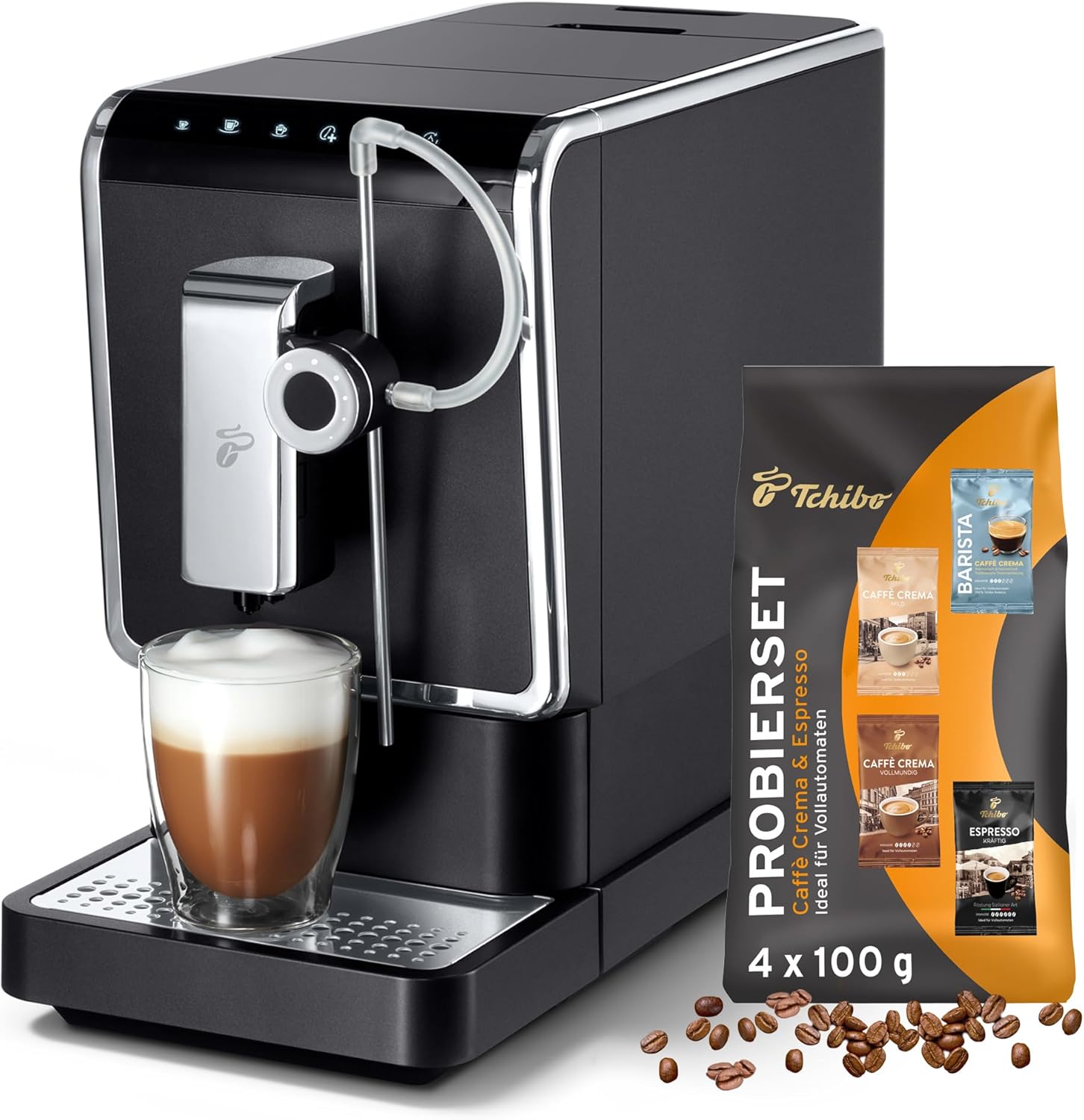 71NU8mZVvNL._AC_SL1500 Tchibo Kaffeevollautomat Esperto Pro mit One Touch Funktion für Caffè Crema, Espresso und Milchspezialitäten, Anthrazit - INKLUSIVE Kaffeeprobierset GRATIS