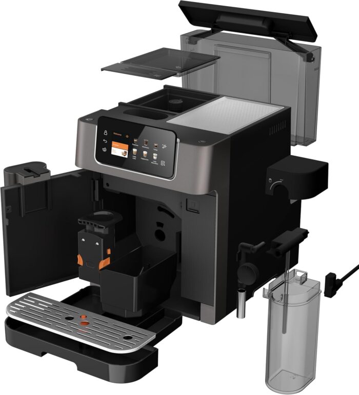 Grundig KVA 8230 Kaffeevollautomat, Kaffeemaschine, Stiftung Warentest GUT (2,5)*, 18 Kaffeespezialitäten, 13 Mahlgrade, Milchbehälter, 1350 W, 19 Bar, Zweifachdüse, Schwarz/Dunkelsilber