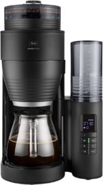 Melitta AromaFresh X – Filterkaffeemaschine mit integriertem Mahlwerk, Glaskanne und Timer-Funktion, für bis zu 10 Tassen Kaffee, in Schwarz/silber