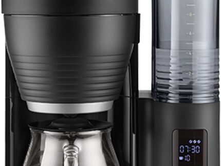 Melitta AromaFresh X – Filterkaffeemaschine mit integriertem Mahlwerk, Glaskanne und Timer-Funktion, für bis zu 10 Tassen Kaffee, in Schwarz/silber