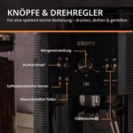 KRUPS Arabica Picto Kaffeevollautomat, kompaktes Design, einfache Bedienung, intuitiv einstellbarer Drehregler, Milchschaumdüse, 2-Tassen-Funktion, Kaffeemaschine, Schwarz, EA810870