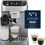 De’Longhi Magnifica Plus - Perfetto Kaffeevollautomat mit LatteCrema-Milchaufschäumer, 18 One-Touch-Getränke, farbiges Touch-Display, Silber Schwarz (ECAM322.70.SB)