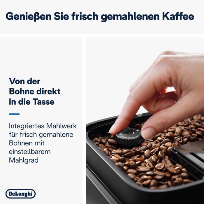 De’Longhi Magnifica Plus - Perfetto Kaffeevollautomat mit LatteCrema-Milchaufschäumer, 18 One-Touch-Getränke, farbiges Touch-Display, Silber Schwarz (ECAM322.70.SB)