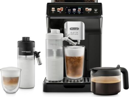 De’Longhi Eletta Explore - Perfetto Kaffeevollautomat mit LatteCrema-Milchaufschäumer, 40 Getränke auf Knopfdruck, farbiges Touch-Display, Dunkelgrau (ECAM452.57.G)