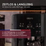 KRUPS Arabica Picto Kaffeevollautomat, kompaktes Design, einfache Bedienung, intuitiv einstellbarer Drehregler, Milchschaumdüse, 2-Tassen-Funktion, Kaffeemaschine, Schwarz, EA810870