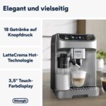 De’Longhi Magnifica Plus - Perfetto Kaffeevollautomat mit LatteCrema-Milchaufschäumer, 18 One-Touch-Getränke, farbiges Touch-Display, Silber Schwarz (ECAM322.70.SB)