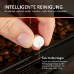 KRUPS Arabica Picto Kaffeevollautomat, kompaktes Design, einfache Bedienung, intuitiv einstellbarer Drehregler, Milchschaumdüse, 2-Tassen-Funktion, Kaffeemaschine, Schwarz, EA810870