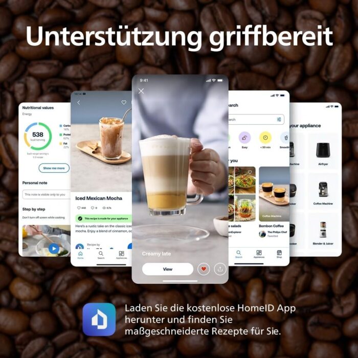 Philips 2200 Series Kaffeevollautomat - 2 Kaffeespezialitäten, Touch-Display, klassischer Milchaufschäumer, Keramikmahlwerk, Mattschwarz (EP2220/10)
