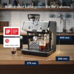 De'Longhi Siebträgermaschine La Specialista Arte EC9155.MB, Espressomaschine mit Mahlwerk, 8 Mahlgrade, 15 Bar, 3 Temperaturen, Milchschaumdüse, 1550W, 1,7L Tank, Edelstahl/Schwarz inkl. Barista-Kit