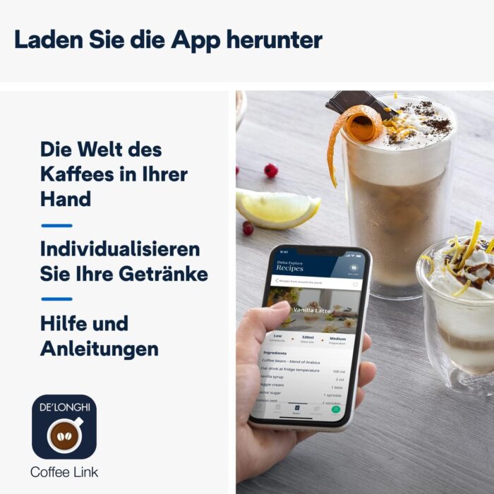 De’Longhi Eletta Explore - Perfetto Kaffeevollautomat mit LatteCrema-Milchaufschäumer, 40 Getränke auf Knopfdruck, farbiges Touch-Display, Dunkelgrau (ECAM452.57.G)