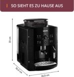 KRUPS Arabica Picto Kaffeevollautomat, kompaktes Design, einfache Bedienung, intuitiv einstellbarer Drehregler, Milchschaumdüse, 2-Tassen-Funktion, Kaffeemaschine, Schwarz, EA810870