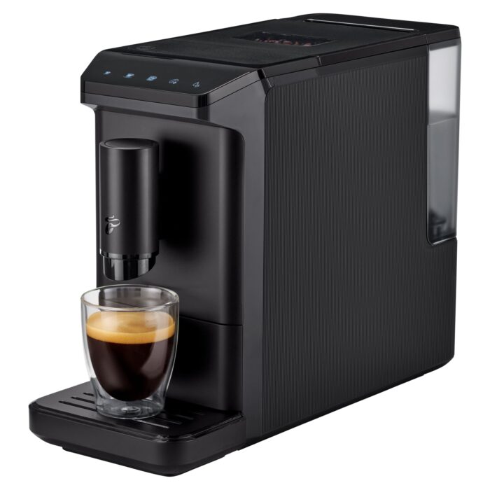 Tchibo Kaffeevollautomat Esperto mini für Caffè Crema und Espresso, nur 16cm breit, klein und kompakt, geeignet für jede Küche, Camping, Studentenapartment, Schwarz - INKLUSIVE Kaffeeprobierset GRATIS