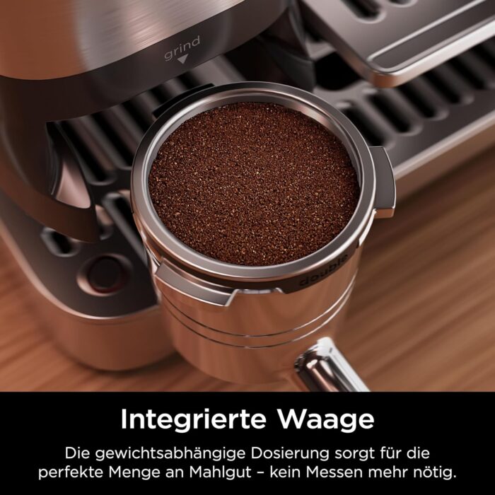 Ninja Luxe Pro 3-in-1-Kaffeemaschine mit Mahlwerk und Aufschäumer für Latte, Cappuccino, Cold Brew & Espresso, einfache Handhabung, 5 Voreinstellungen zum Aufschäumen, Silber, ES701EU
