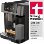 Grundig KVA 8230 Kaffeevollautomat, Kaffeemaschine, Stiftung Warentest GUT (2,5)*, 18 Kaffeespezialitäten, 13 Mahlgrade, Milchbehälter, 1350 W, 19 Bar, Zweifachdüse, Schwarz/Dunkelsilber