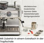 Chefman Crema Supreme 15 Bar Espressomaschine mit Milchaufschäumer, Barista Dampfstab, professionelle Kaffeemaschine mit Kaffeemühle, 30 Mahlgradeinstellungen, 3L abnehmbarer Wassertank - Edelstahl