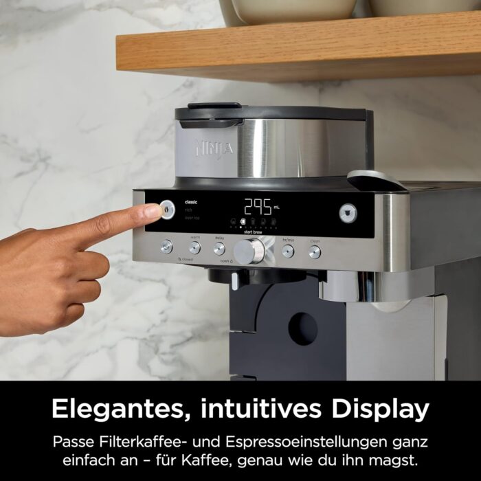 Ninja Prestige 2-in-1 Filterkaffee- und Kapselmaschine mit integriertem Milchaufschäumer, für Latte, Eiskaffee und Flat White, Schwarz CFN802EU
